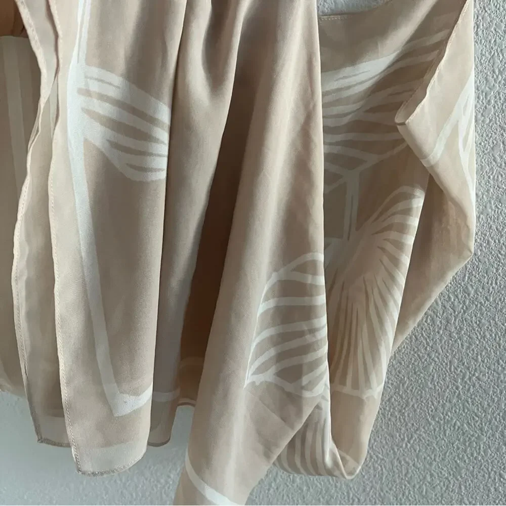 A New Day Neutral Floral Palm Frond Subtle Aloha Printed Squared Scarf